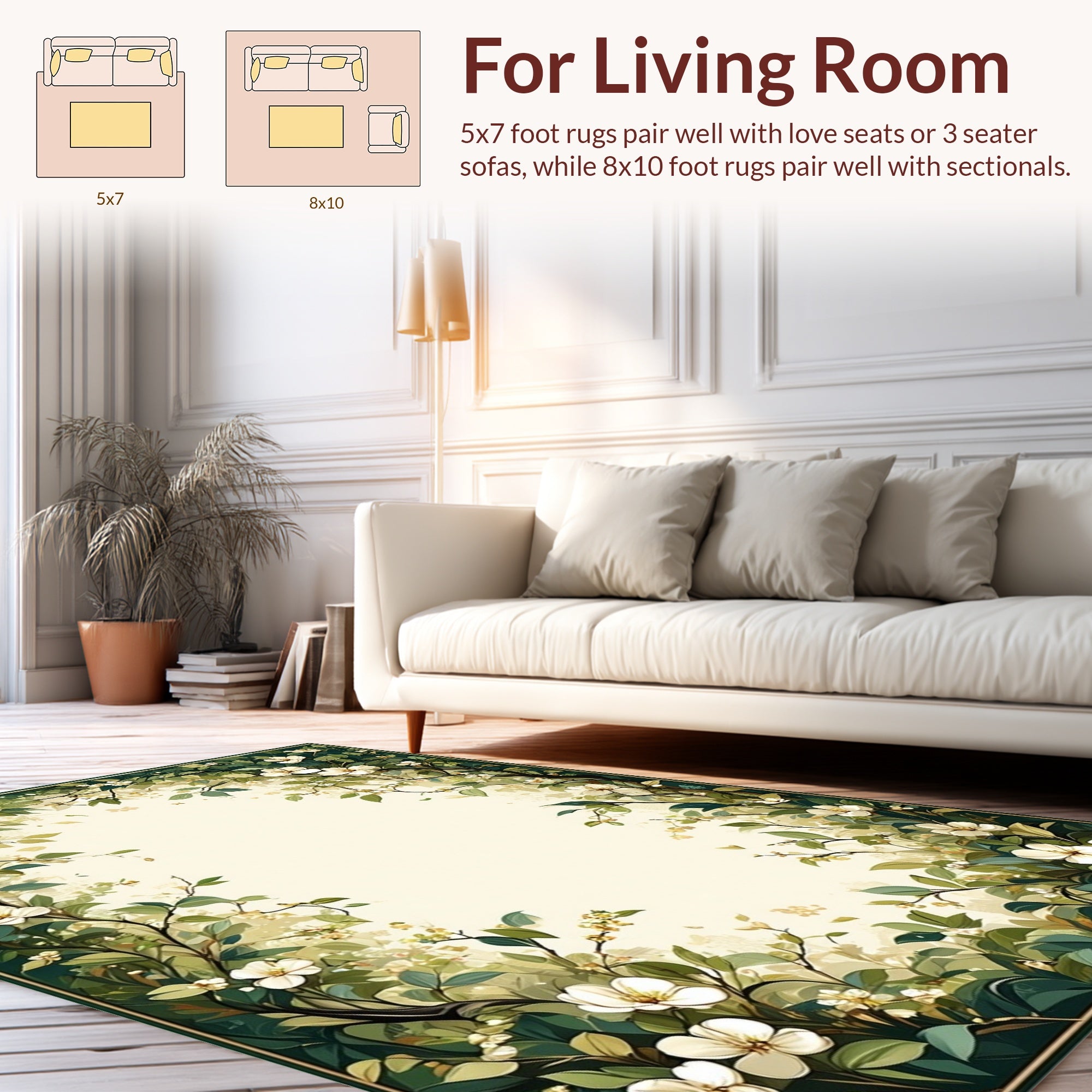 Vineyard Floral Branches Design Rug
