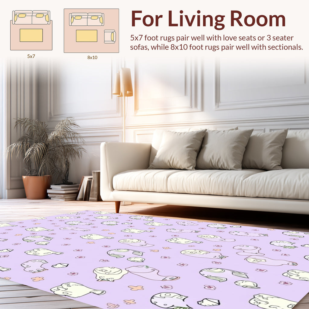 Whimsical Floral Blob Pattern Rug