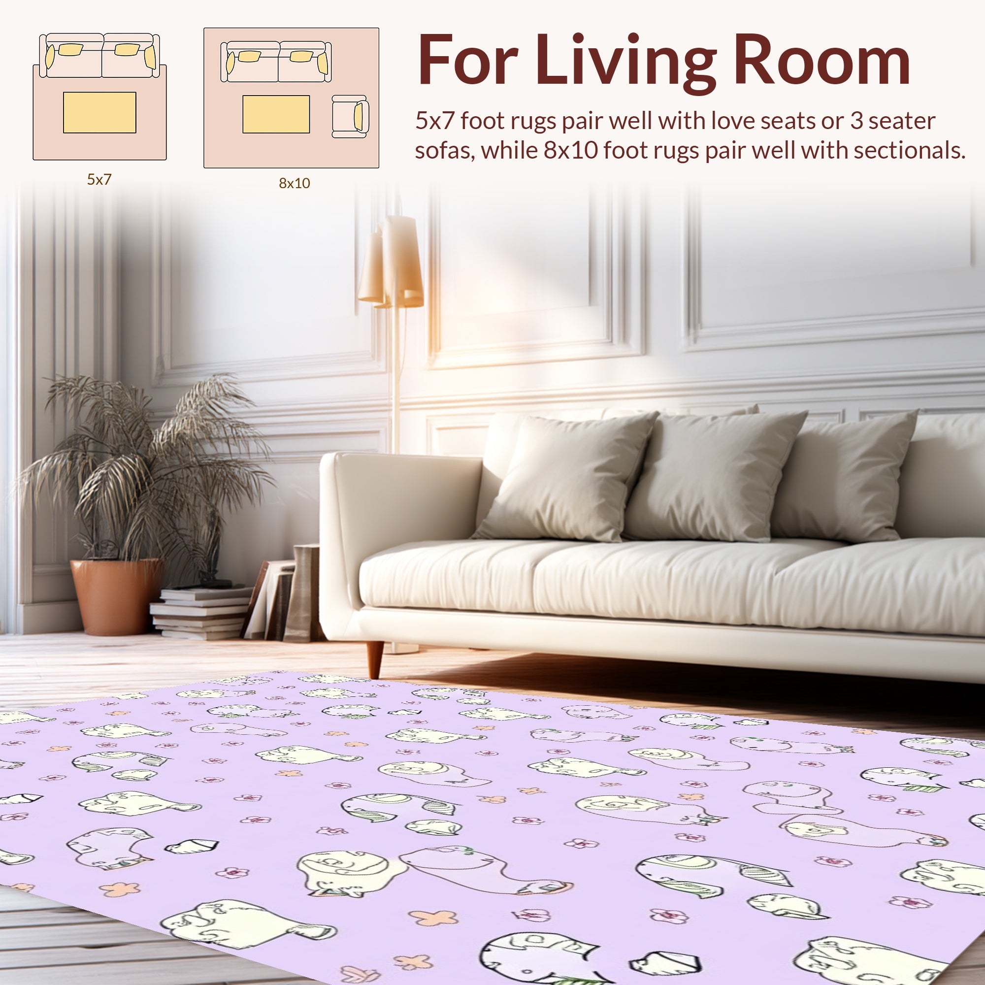 Whimsical Floral Blob Pattern Rug