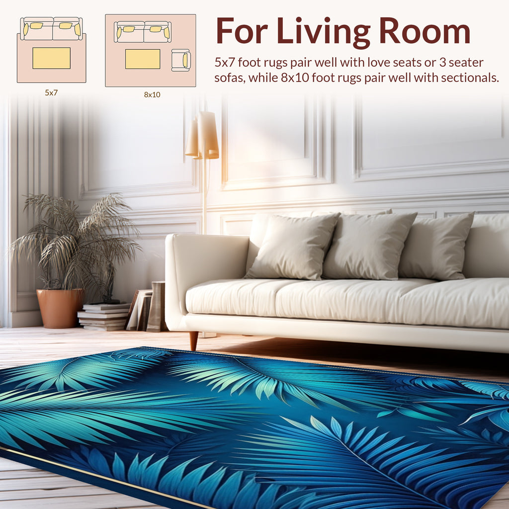 Tropical Leaf Pattern Abstract Rug