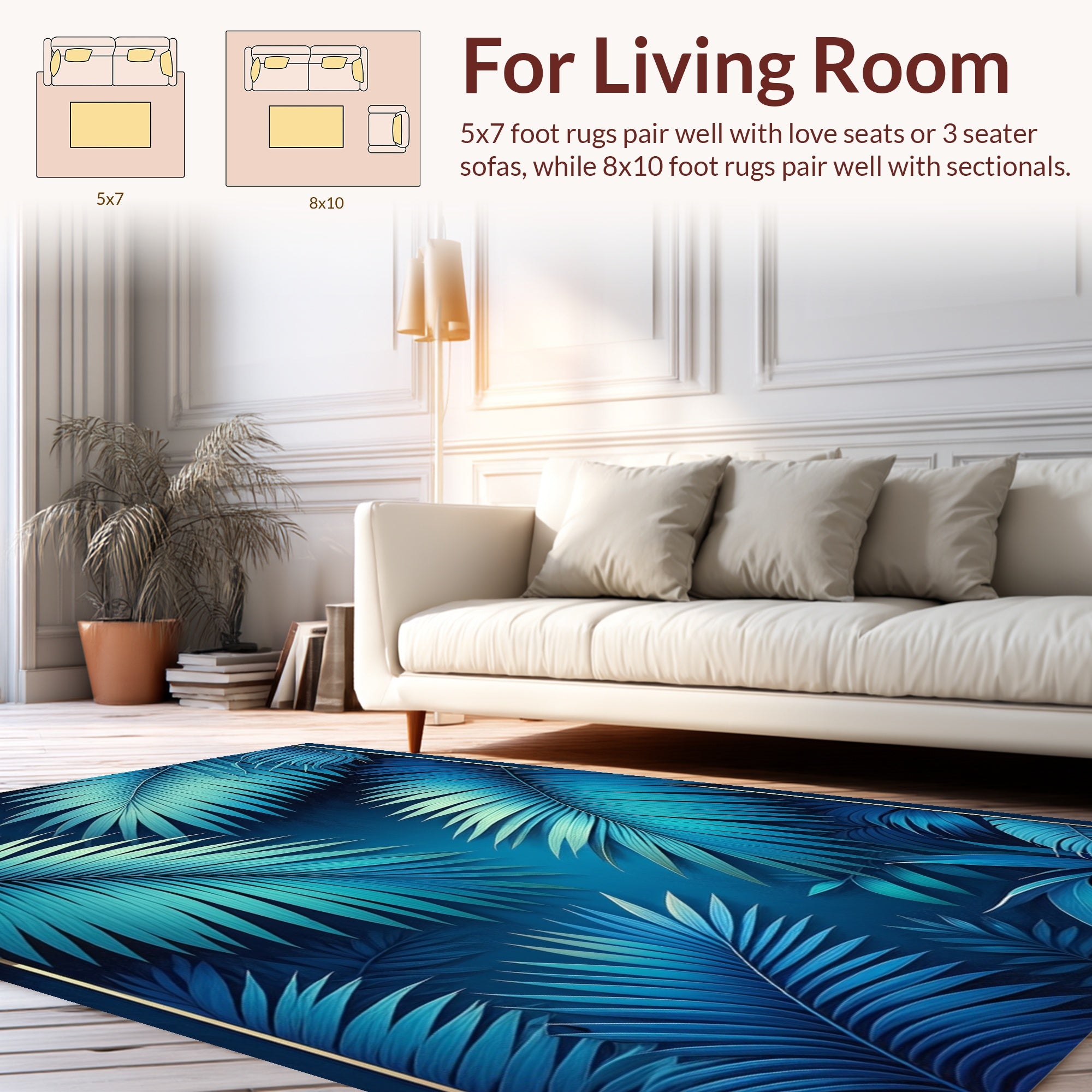 Tropical Leaf Pattern Abstract Rug