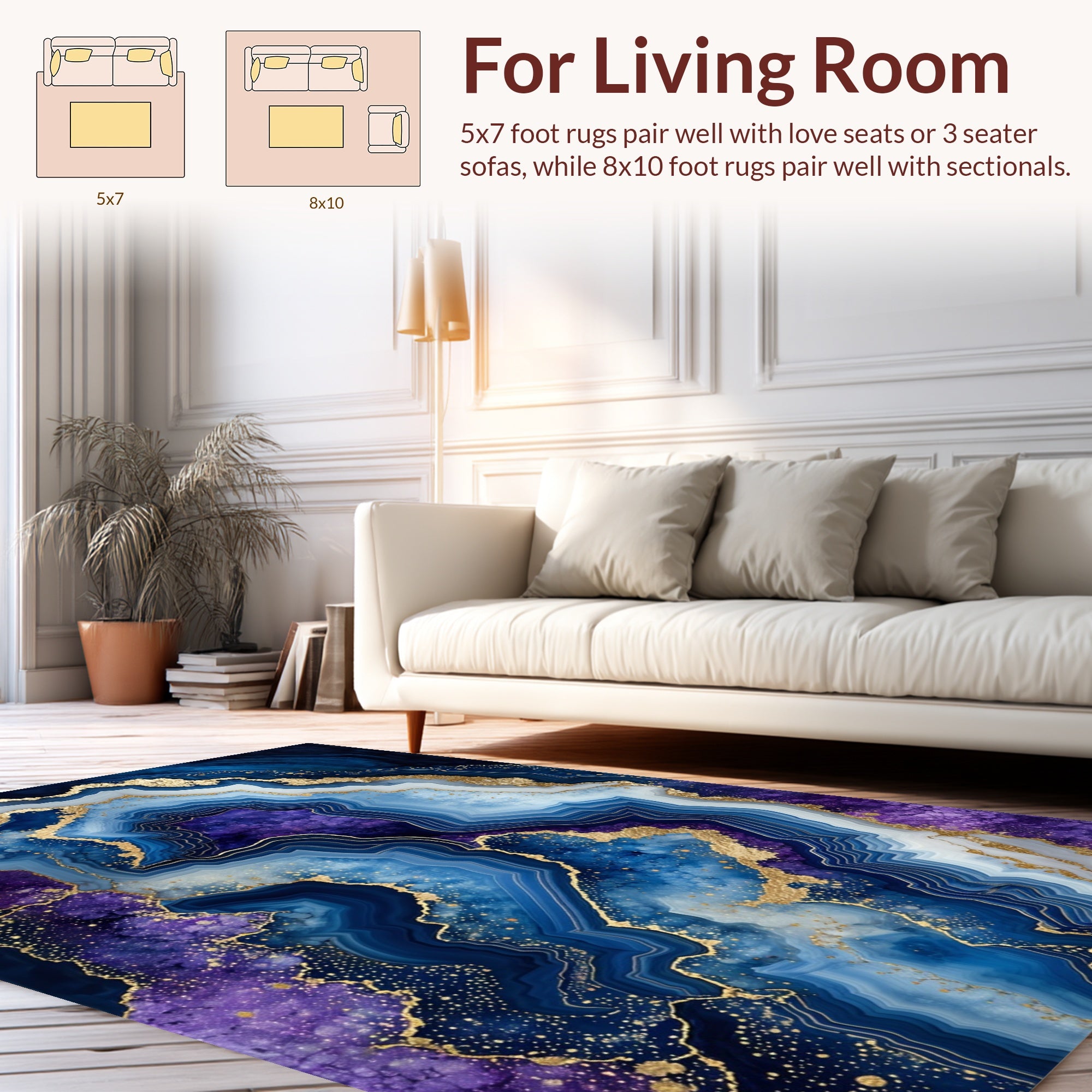 Deep Blue Purple Agate Swirl Rug