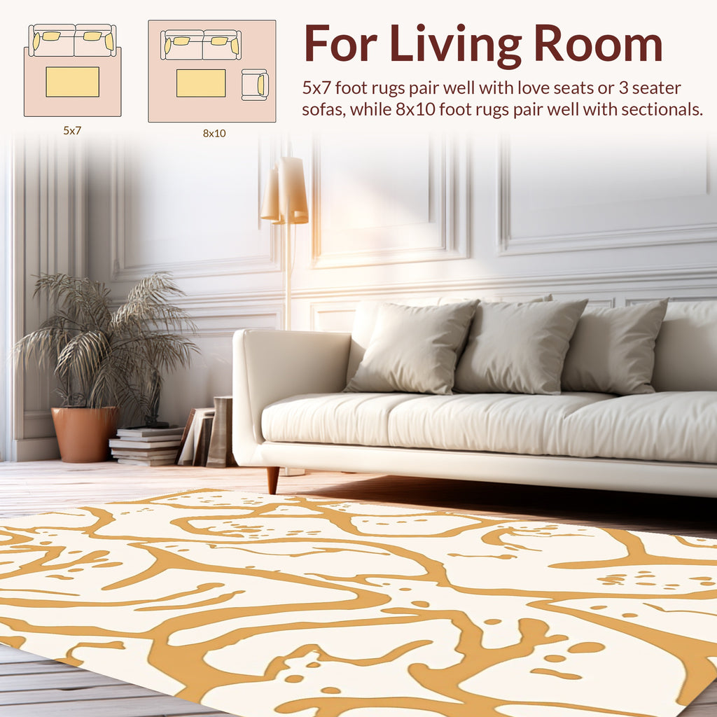 Abstract Organic Tan Cream Pattern Rug