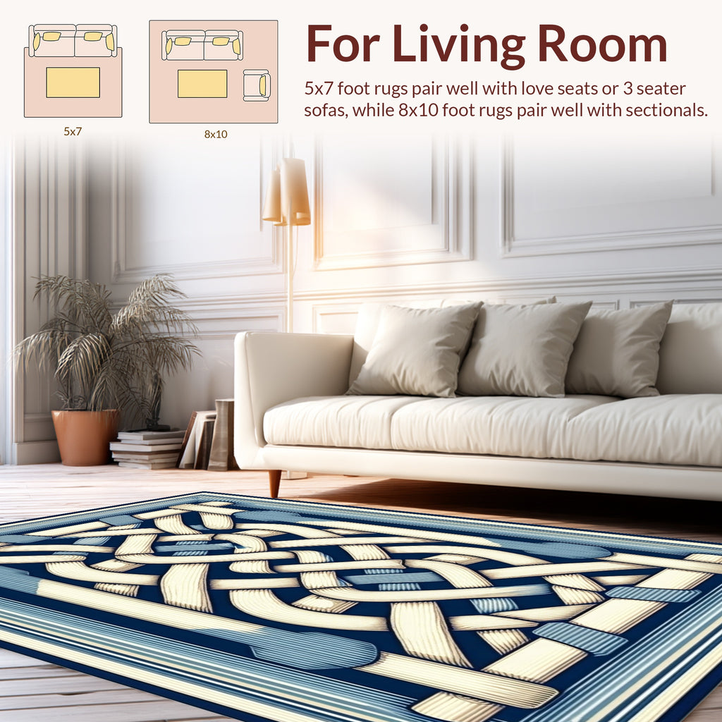 Intricate Intertwined Knot Pattern Rug