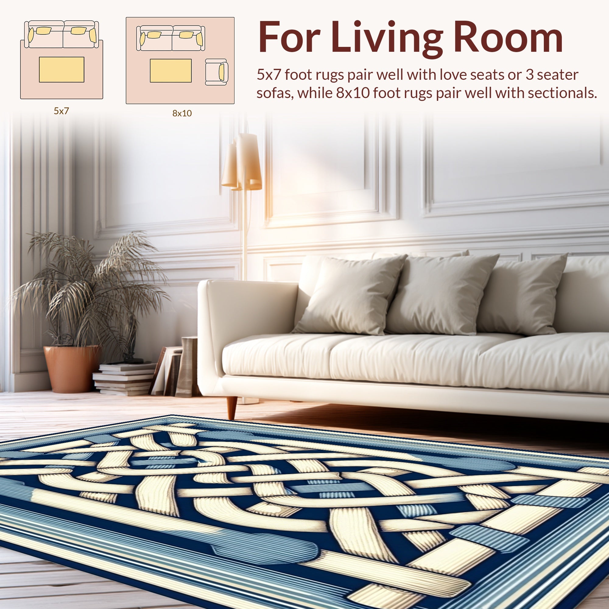 Intricate Intertwined Knot Pattern Rug