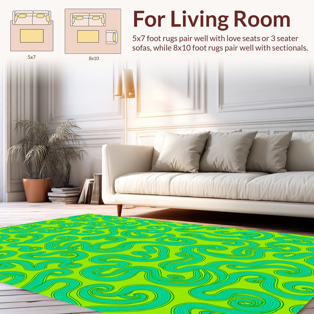Abstract Swirls Bright Neon Pattern Rug
