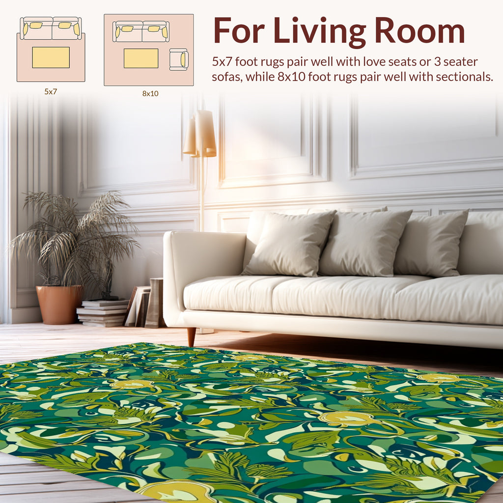 Emerald Abstract Floral Pattern Rug