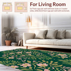 Green Floral Vines Design Rug