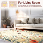 Whimsical Garden Bugs Flowers Pattern Rug