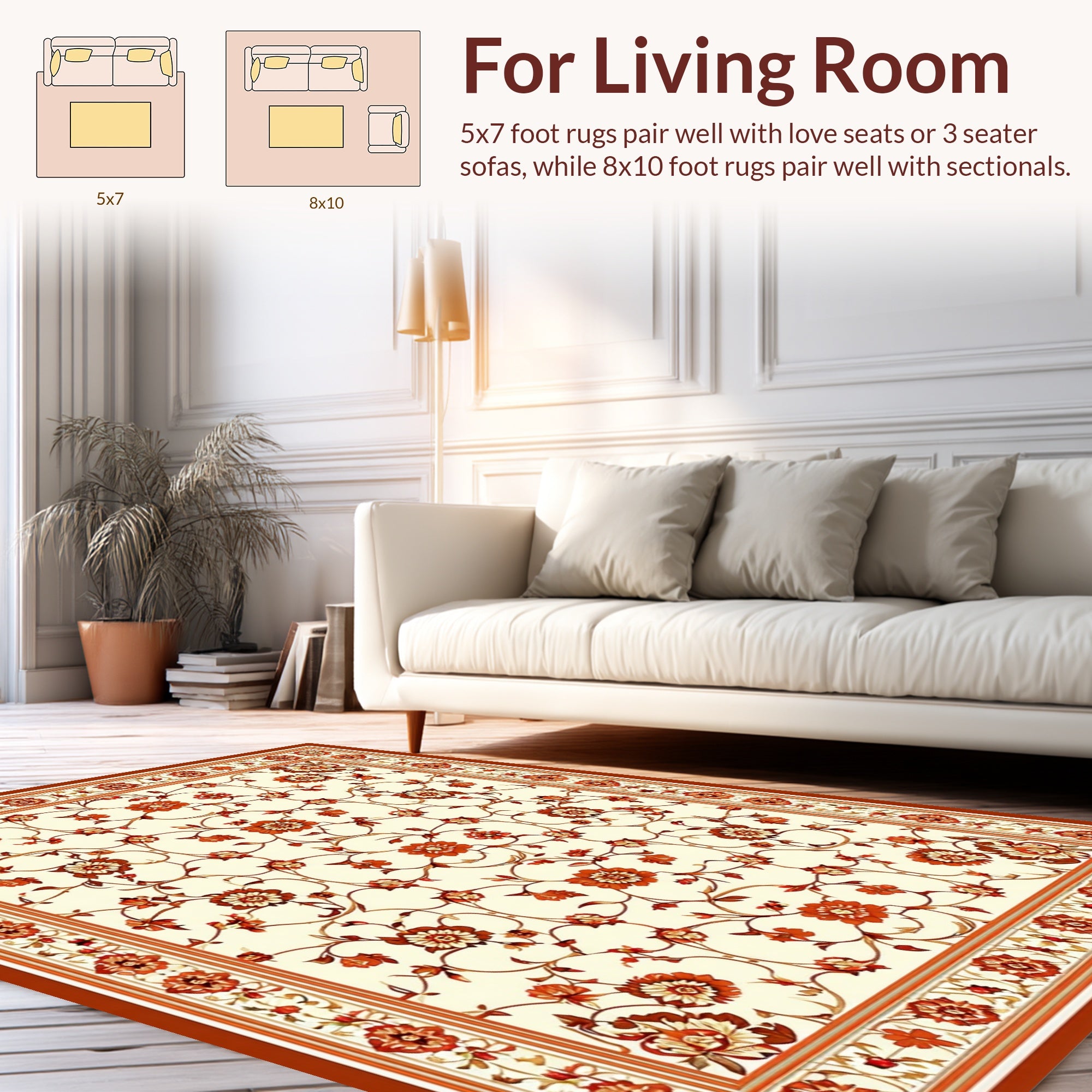 Ornate Floral Vine Pattern Rug