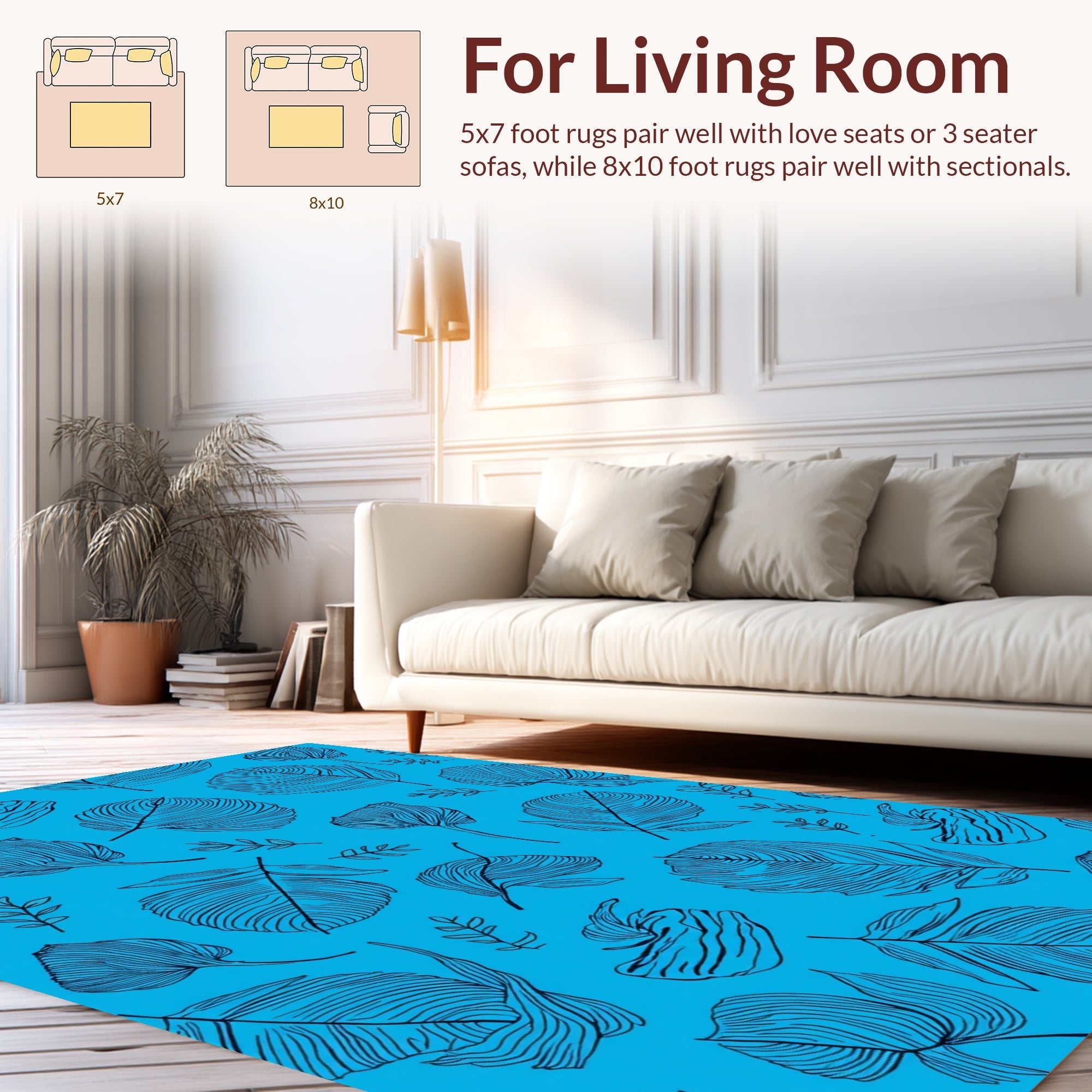 Feather Pattern Line Art Rug