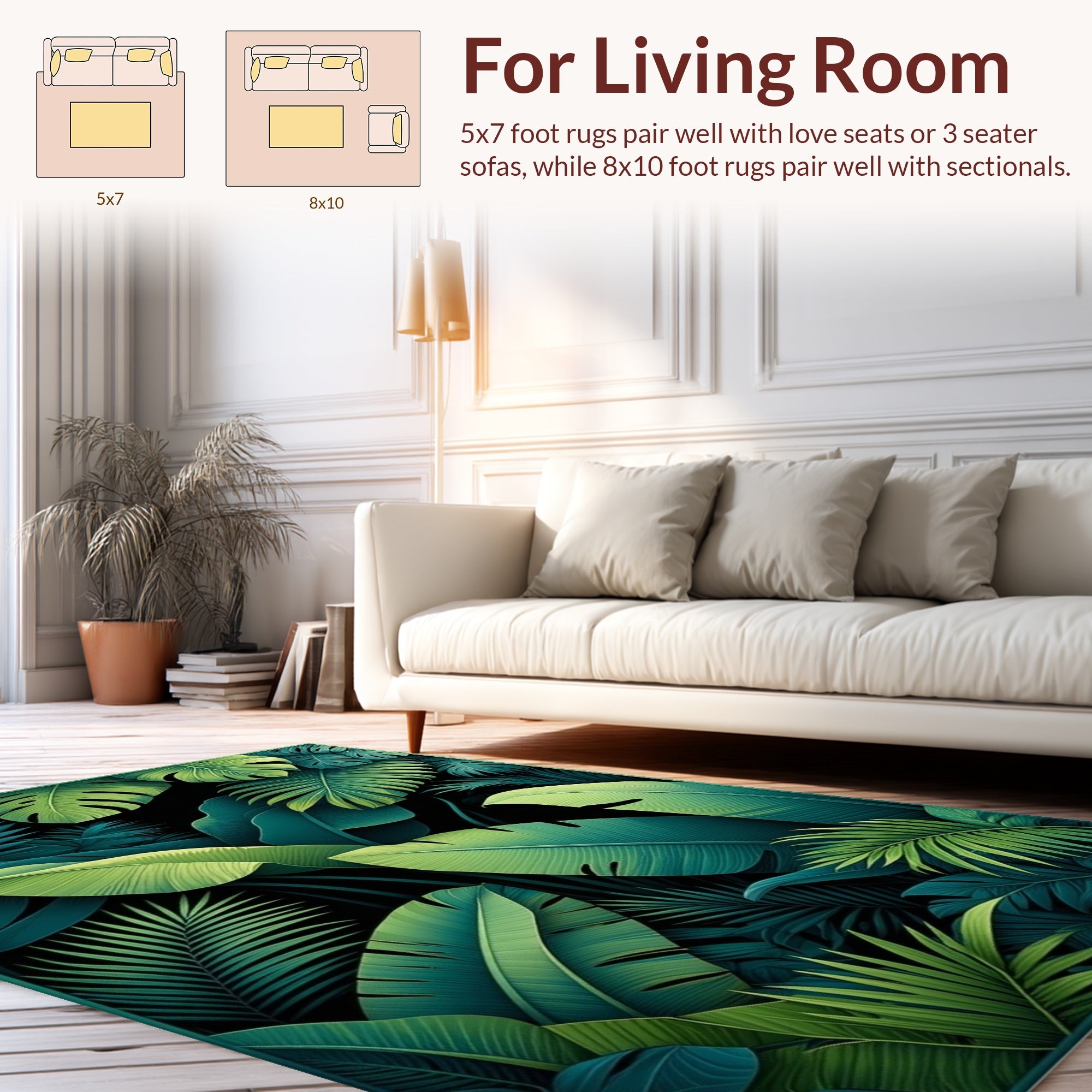 Lush Jungle Leaf Emerald Pattern Rug