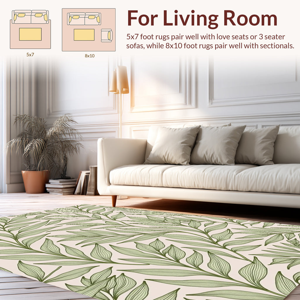 Green Leafy Vine Pattern Rug