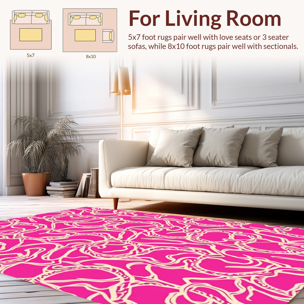 Hot Pink Abstract Ribbon Pattern Rug