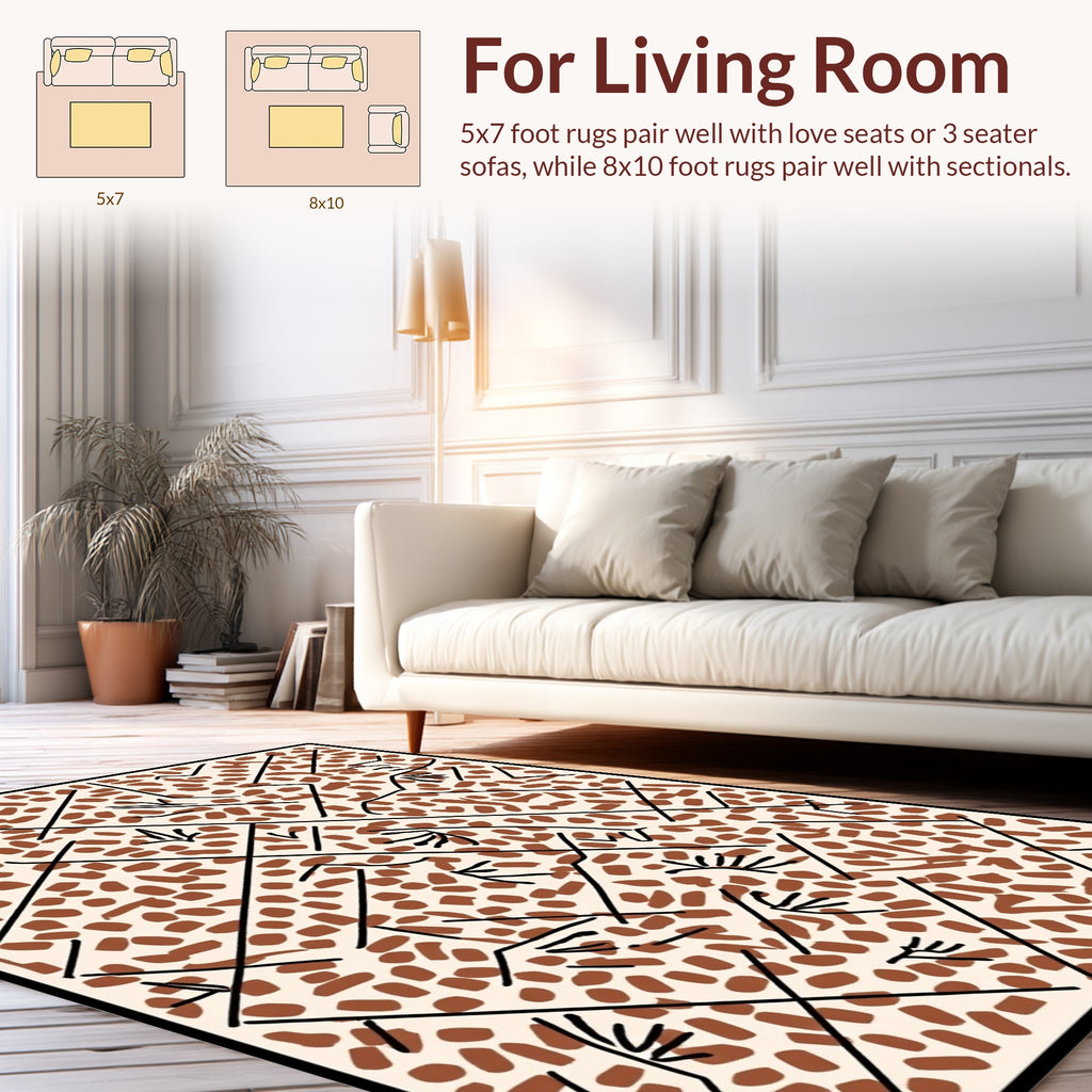 Abstract Organic Lines Dots Design Rug