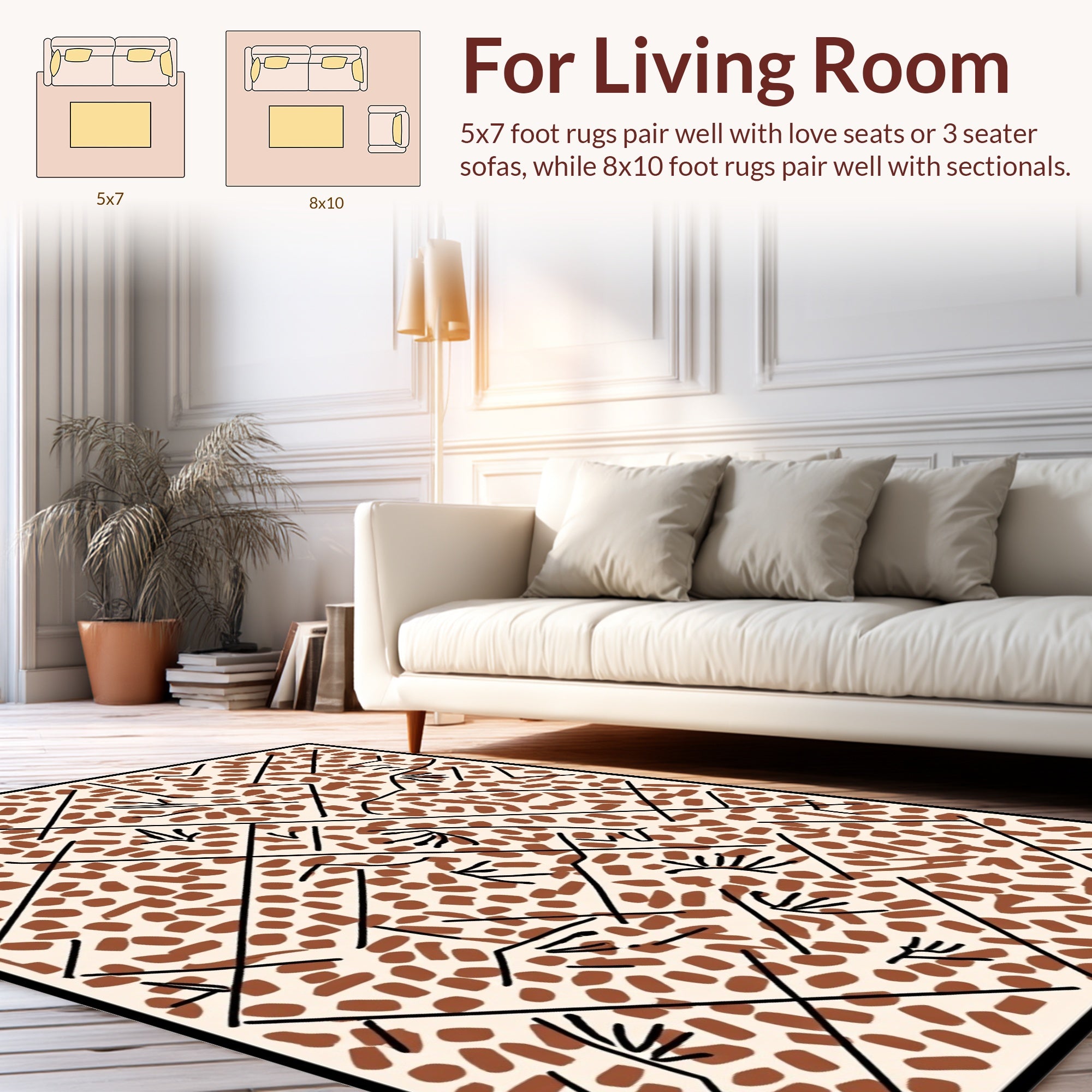 Abstract Organic Lines Dots Design Rug