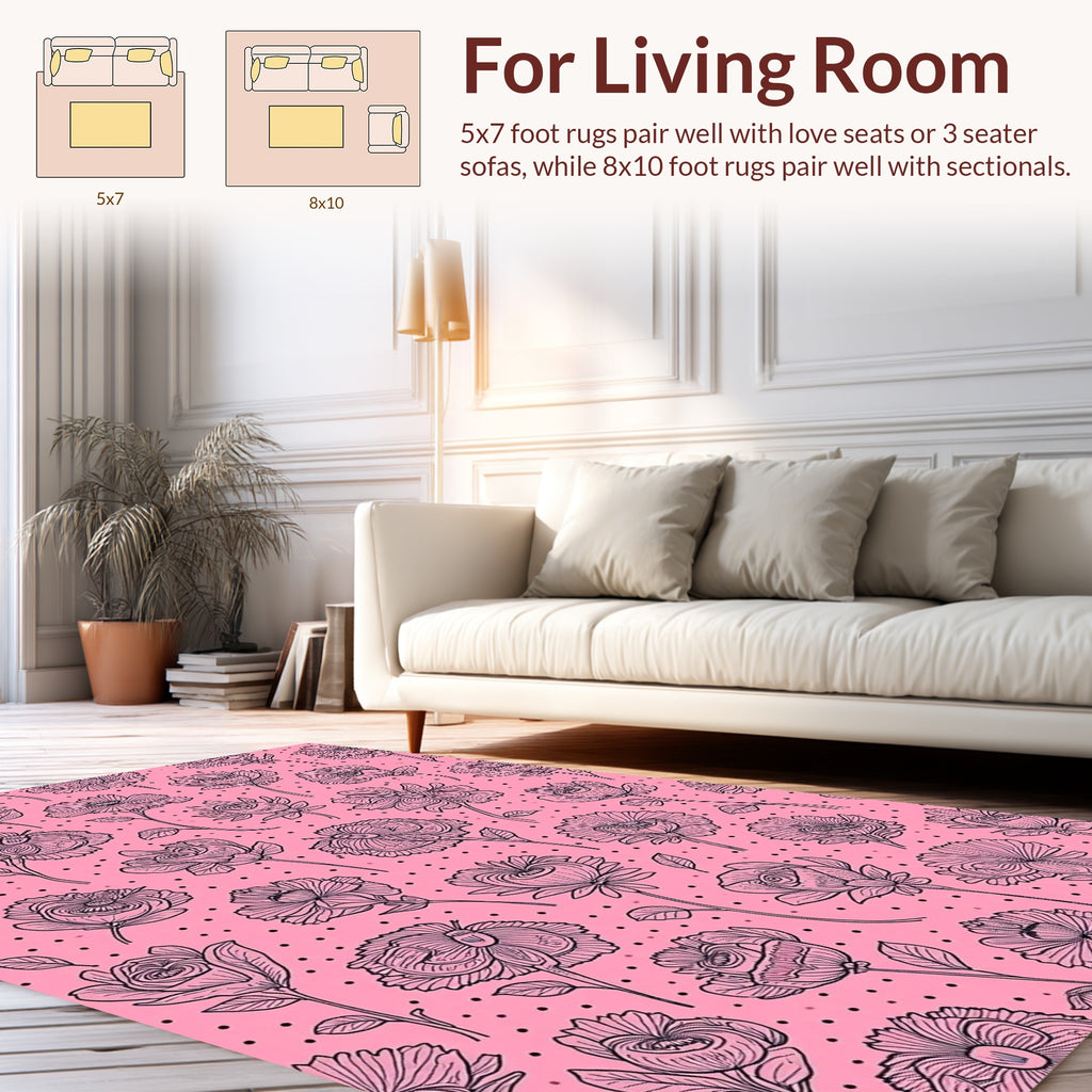 Whimsical Floral Scatter Pattern Rug