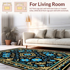 Black Floral Delight Pattern Rug