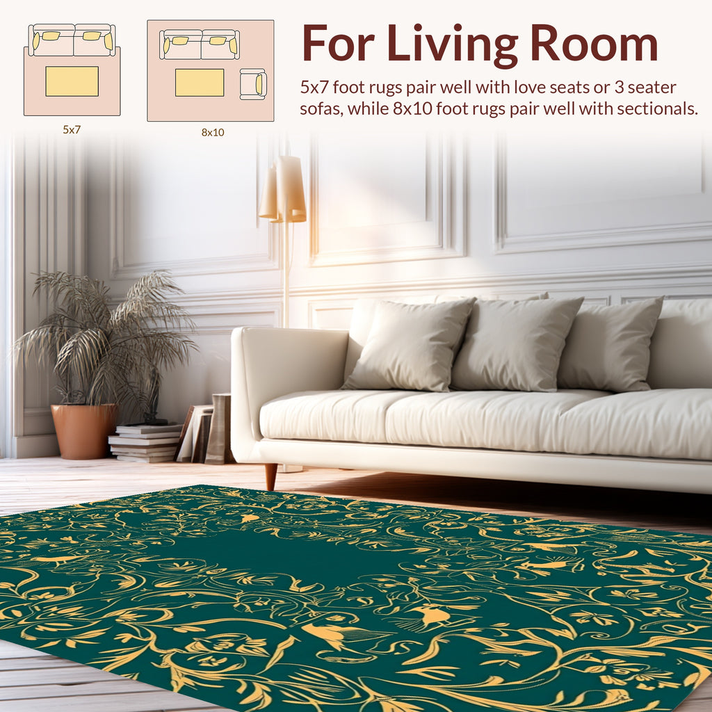 Ornate Floral Birds Silhouette Rug