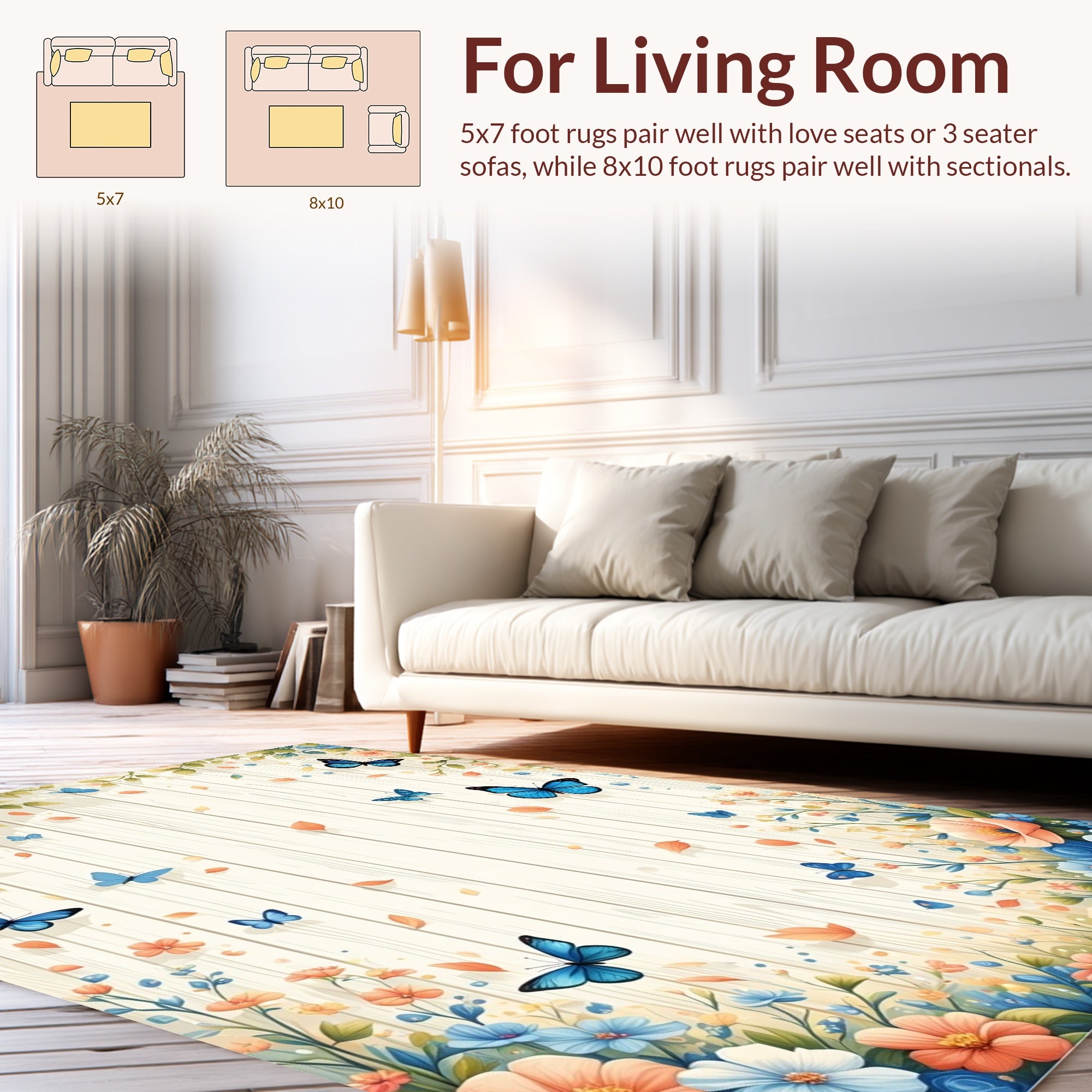 Floral Butterflies On Wood Pattern Rug