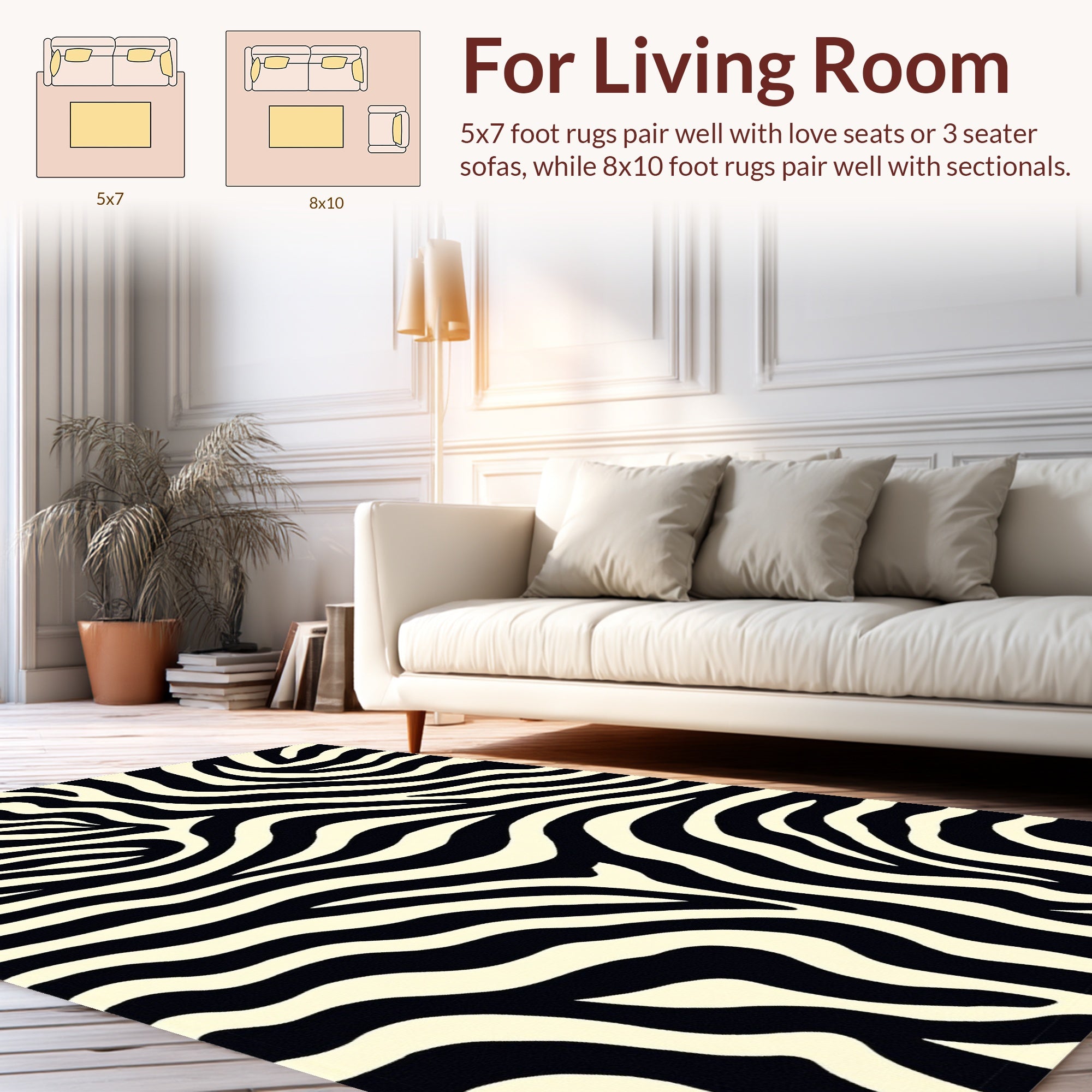 Bold Black and Cream Zebra Rug
