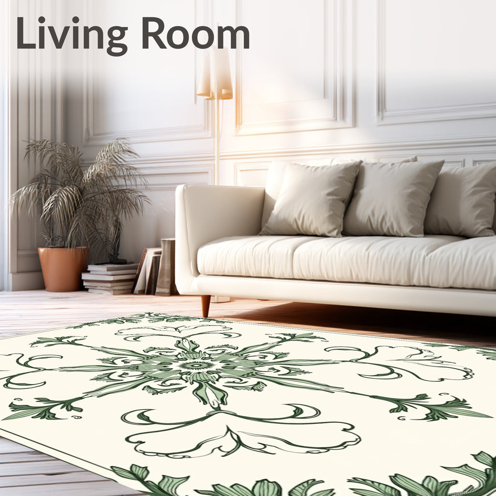 Emerald Green Floral Medallion Rug