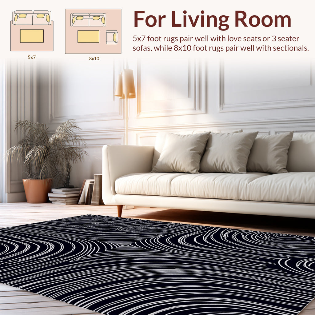 Abstract Swirls Dark Contemporary Pattern Rug