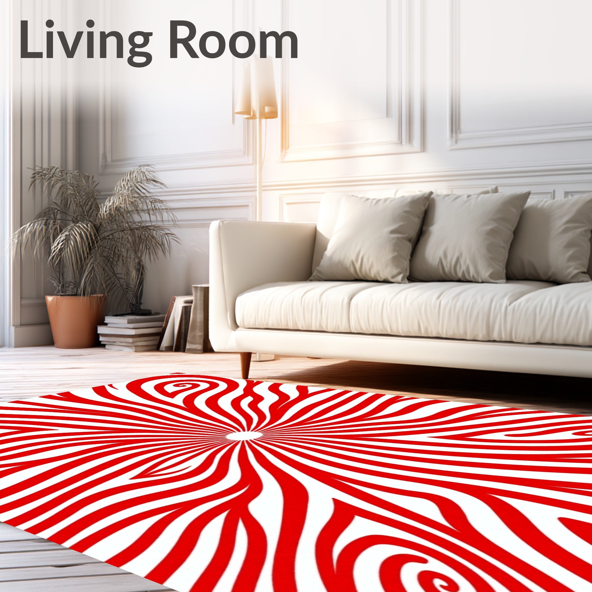 Bold Red Swirling Abstract Lines Rug