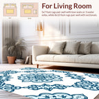 Classic Blue Floral Medallion Pattern Rug