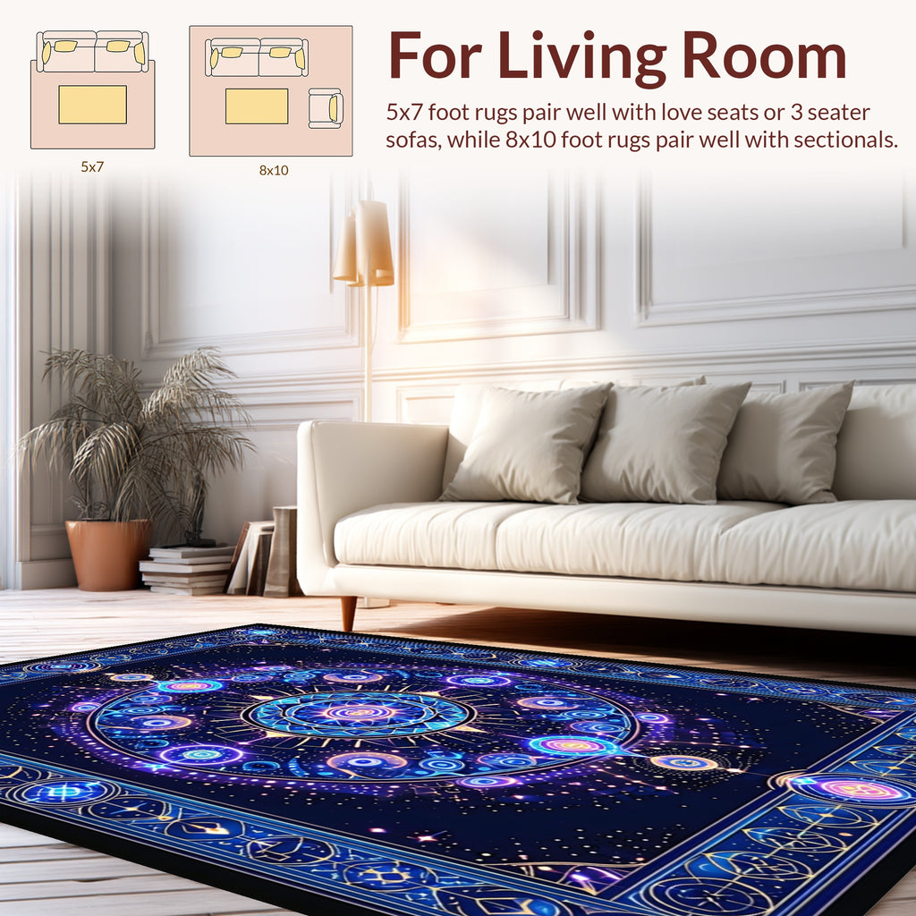 Mystical Celestial Mandala Pattern Rug