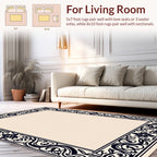 Ornate Floral Scrollwork Border Design Rug