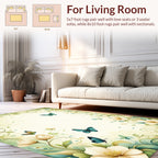 Verdant Floral Swirls With Butterflies Rug