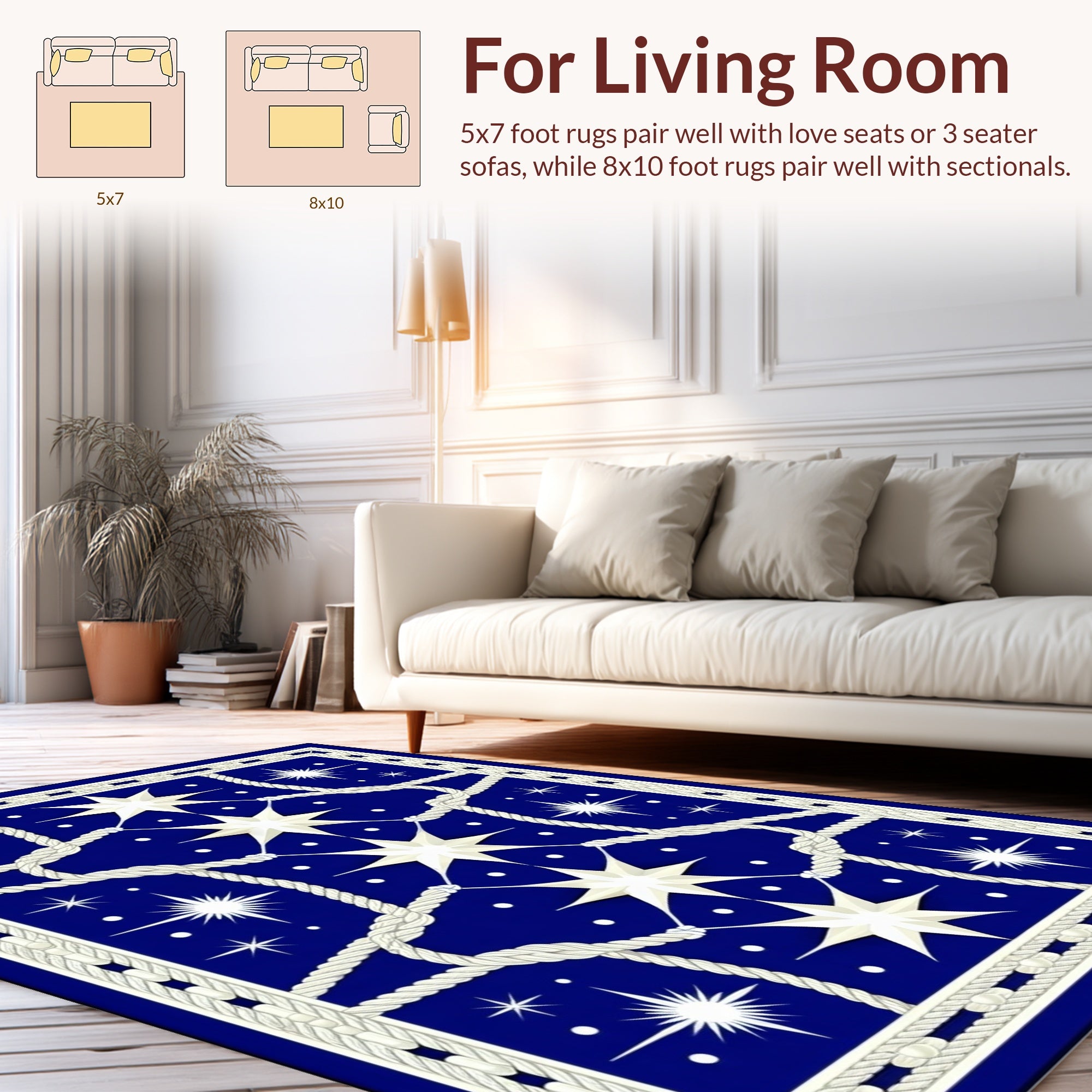 Nautical Star Intertwined Rope Design Rug