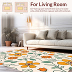 Whimsical Orange Floral Pattern Rug