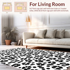 Black White Floral Scatter Design Rug