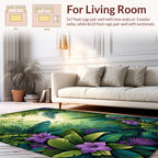 Lush Jungle Floral Leaf Pattern Rug