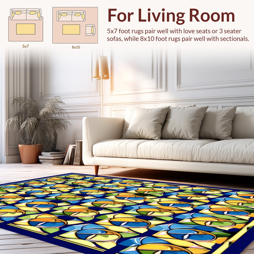 Colorful Geometric Motif Pattern Rug