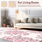 Floral Sketch Pink Nature Motifs Rug