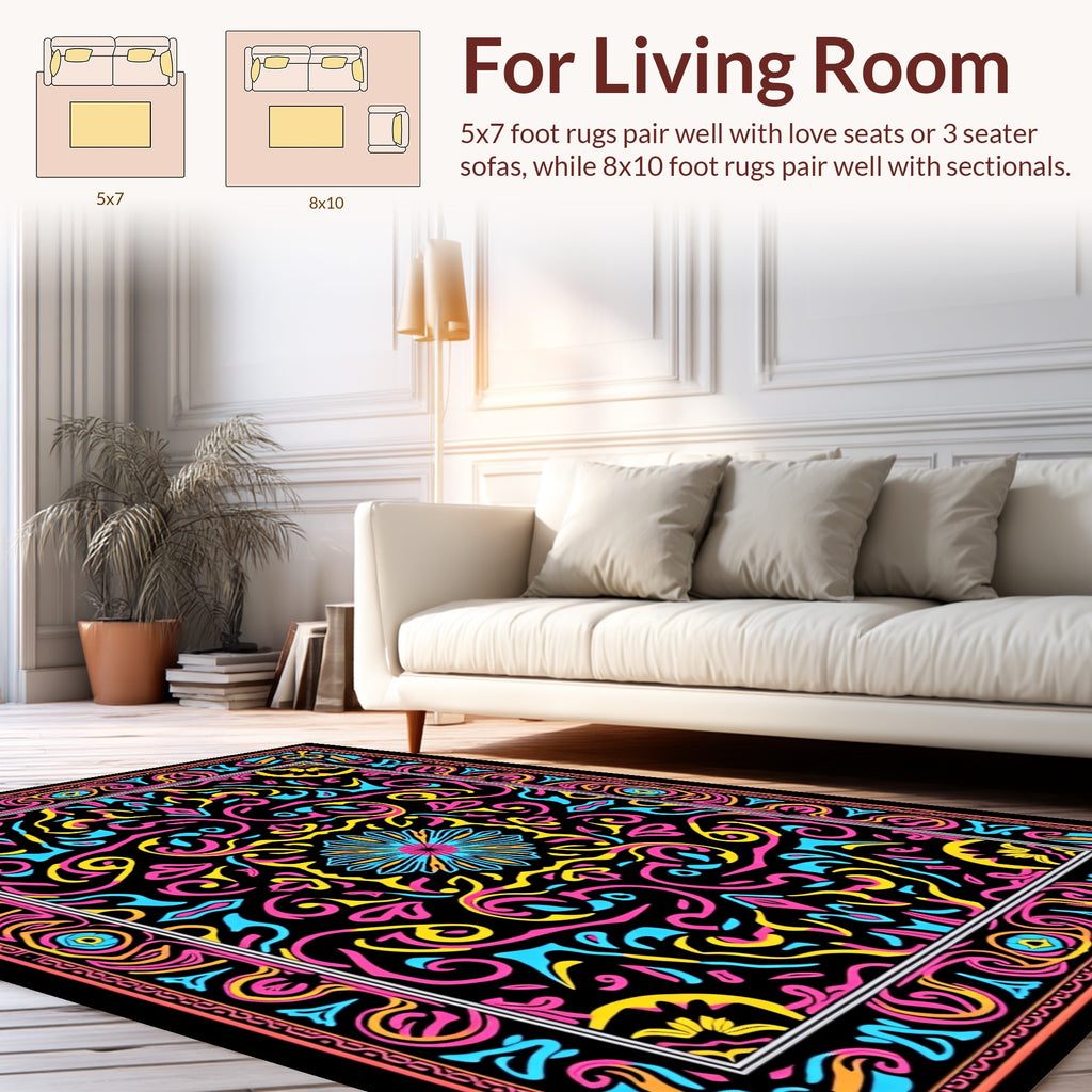Vibrant Psychedelic Swirls Pattern Rug