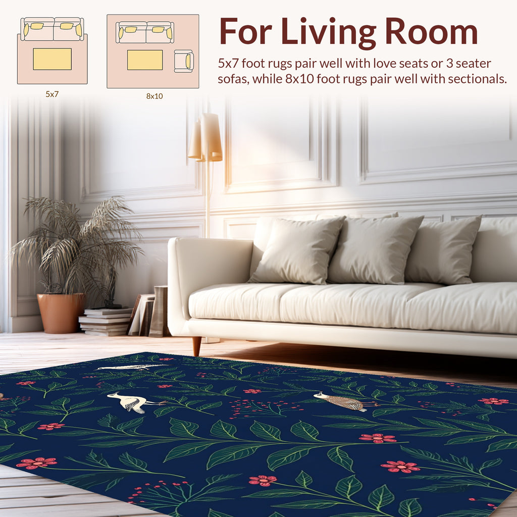 Nature Birds Flowers Garden Design Rug