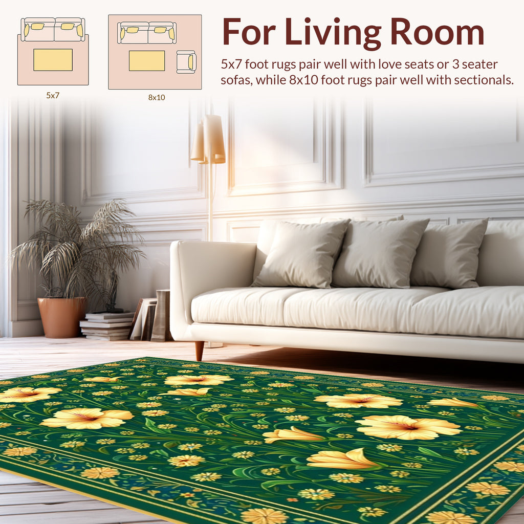 Botanical Floral Garden Pattern Rug
