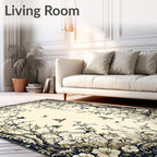 Vintage Floral Birds Scene Rug