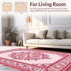Ornate Red Floral Medallion Pattern Rug