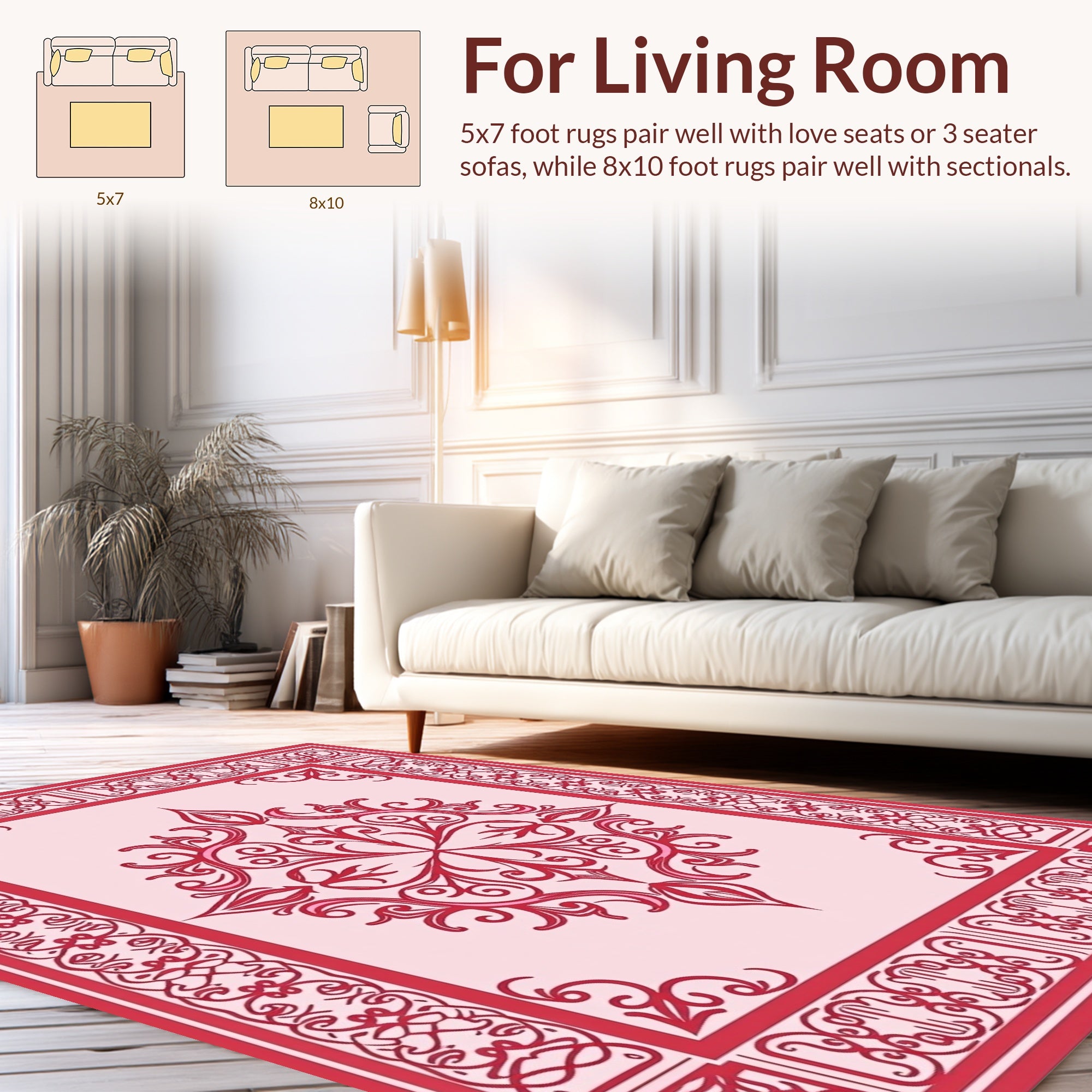Ornate Red Floral Medallion Pattern Rug