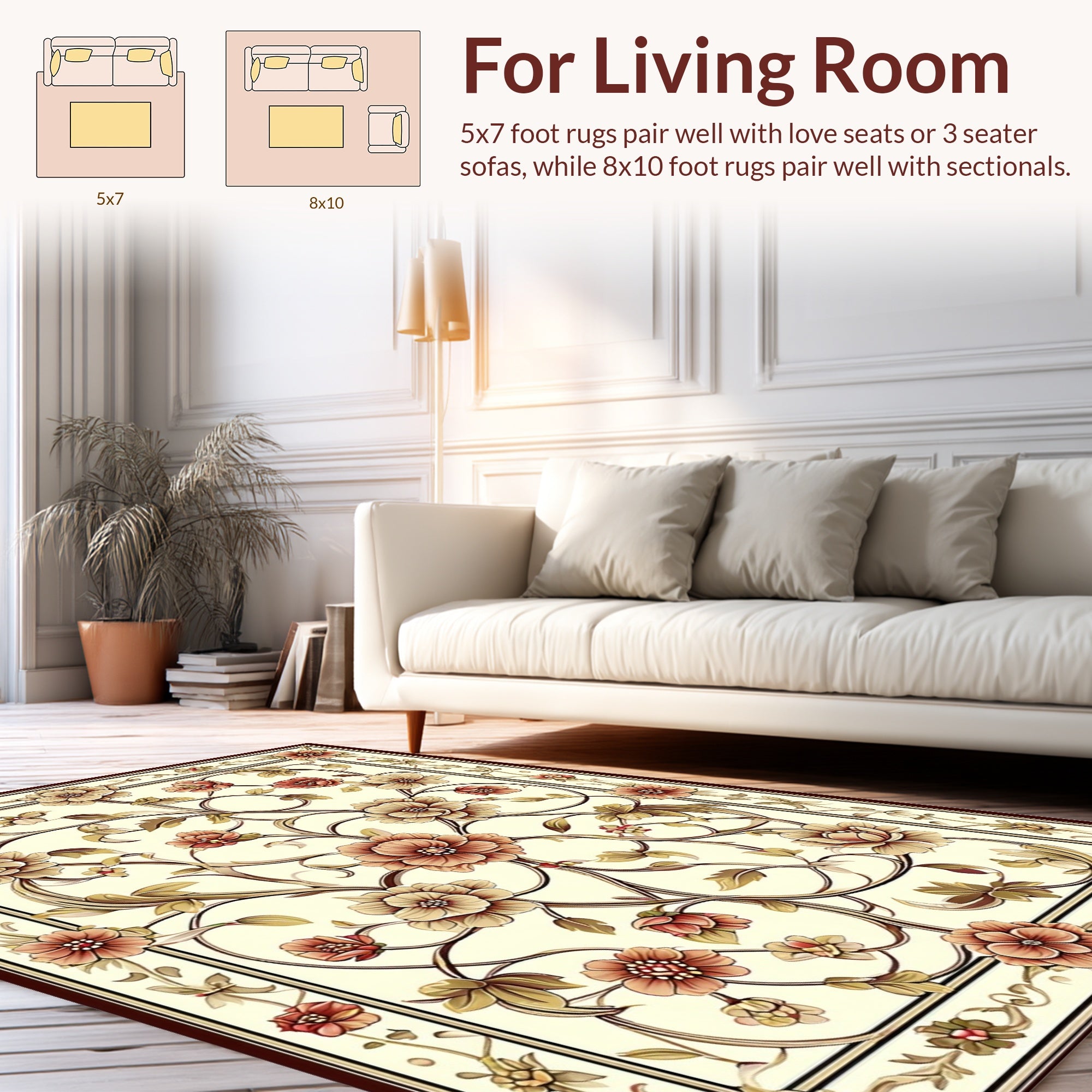 Ornate Floral Vine In Cream Rug
