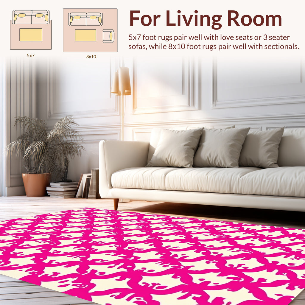Vibrant Pink Quatrefoil Pattern Design Rug