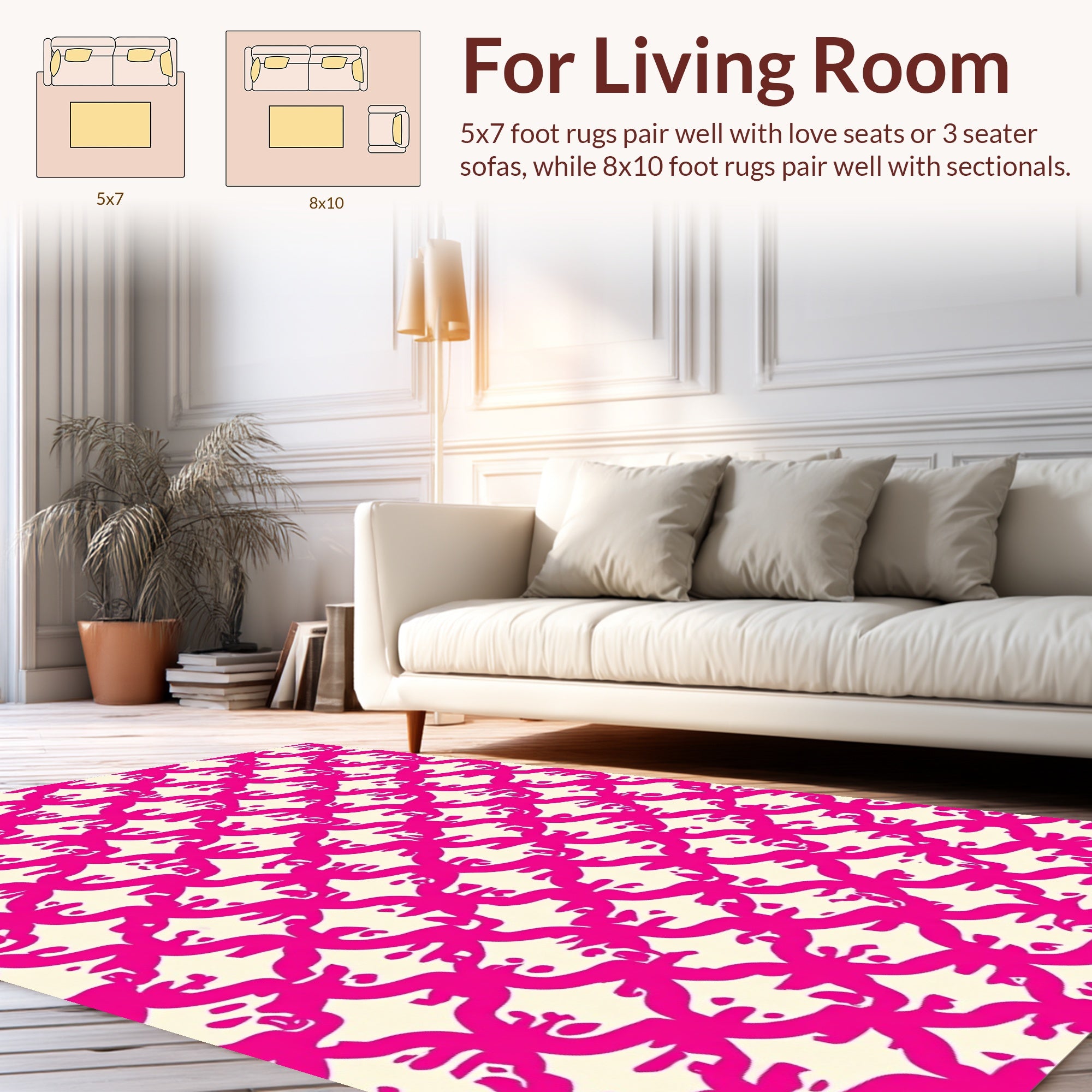 Vibrant Pink Quatrefoil Pattern Design Rug