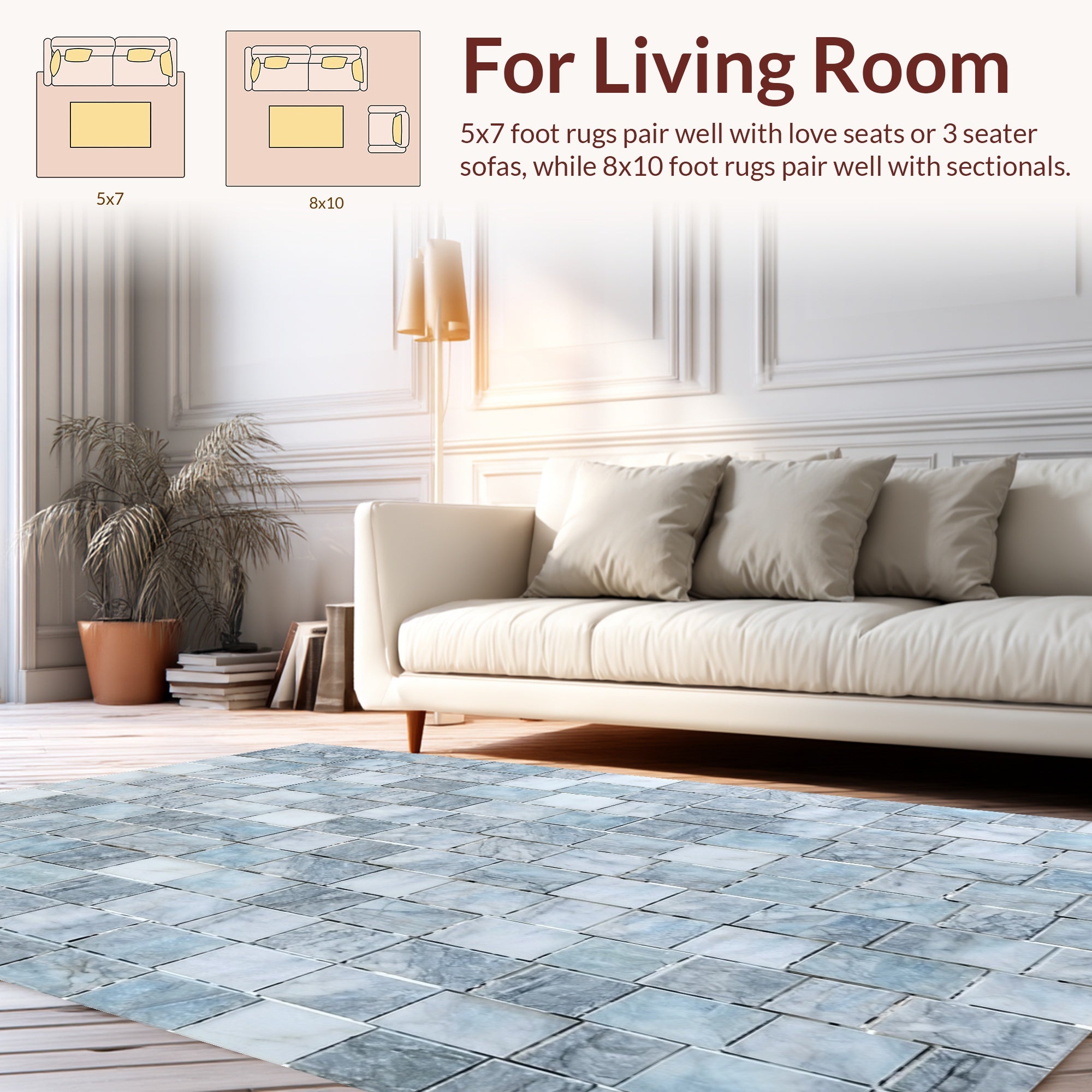 Aqua Marble Mosaic Pattern Rug