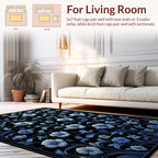 Midnight Blues Floral Vine Pattern Rug