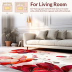 Vibrant Red Floral Watercolor Design Rug